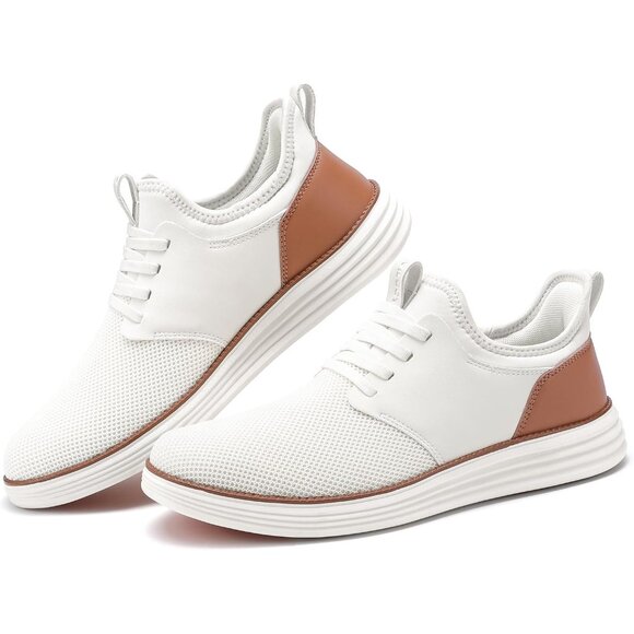 ⚡VILOCY Men's White Fashion Dress Oxfords Business Mesh Breathable Sneakers - Picture 7 of 7